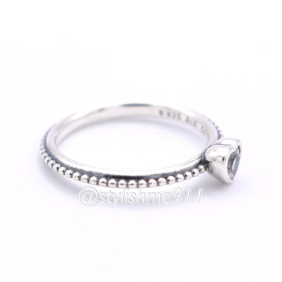Authentic PANDORA Retired One Love Ring with Clear Zirconia - 190896CZ - Picture 4 of 8